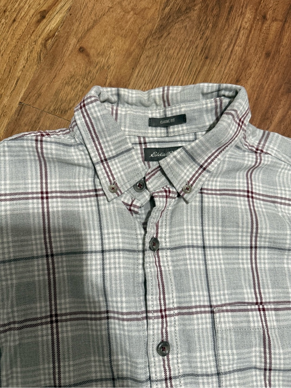 Eddie Bauer White Plaid Long-Sleeve Button-Down Shirt - Picture 2 of 5